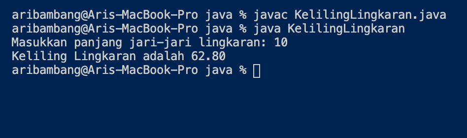 Gambar Hasil Program Menghitung Keliling Lingkaran Bahasa Java