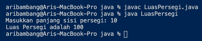 Gambar hasil program menghitung luas persegi bahasa Java